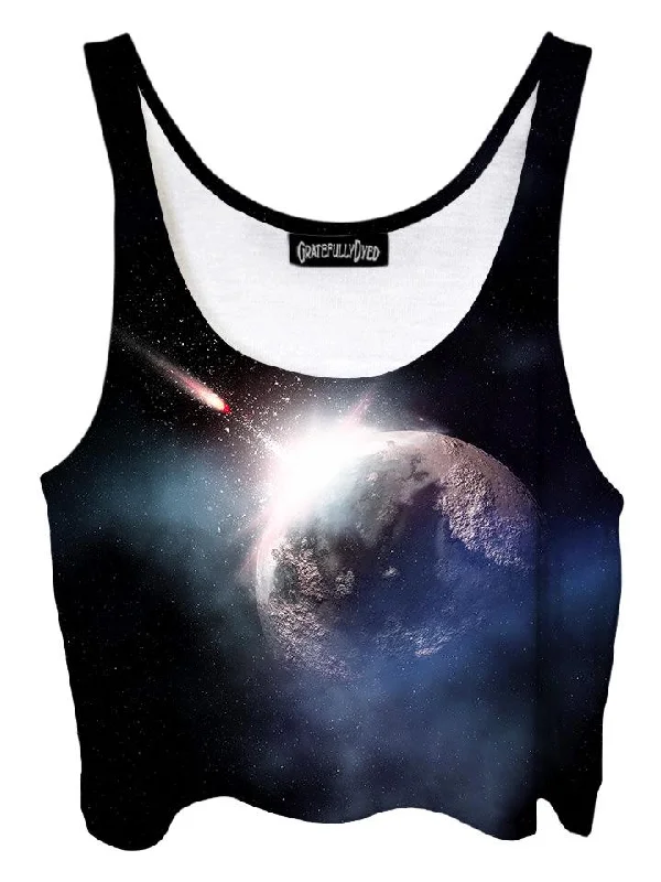 Impact Dark Planet Galaxy Crop Top Satin Fabric Silk Fabric Chiffon Fabric