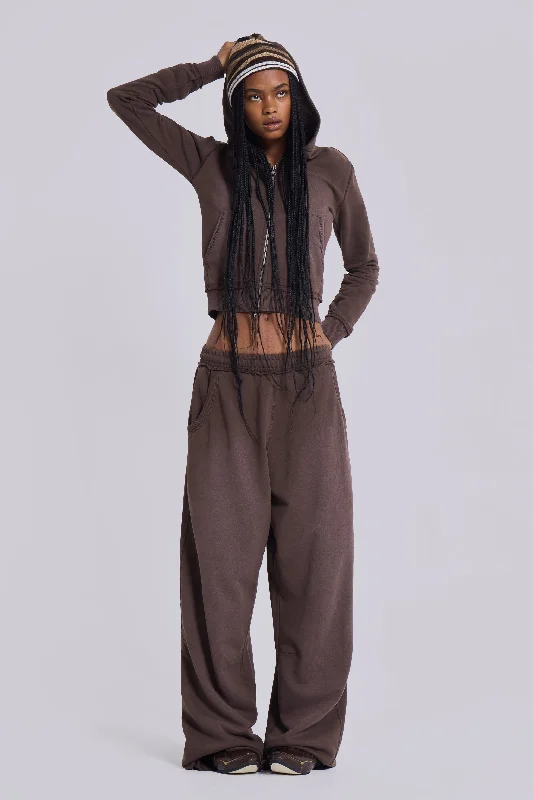 Chocolate Brown Mini Monster Hoodie Hoodie with Hem Elastic Stretchable Comfortable