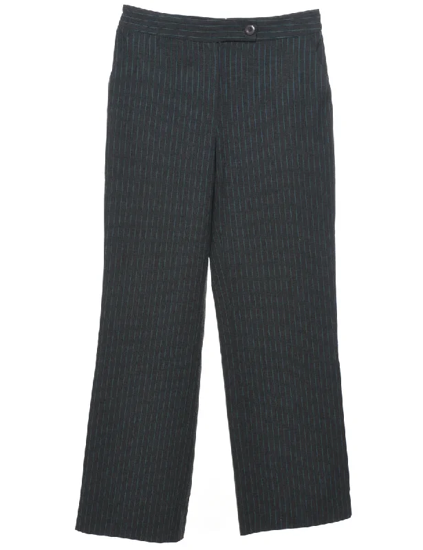 Striped Pattern Dark Grey Trousers - W30 L32 Trousers Running Lightweight