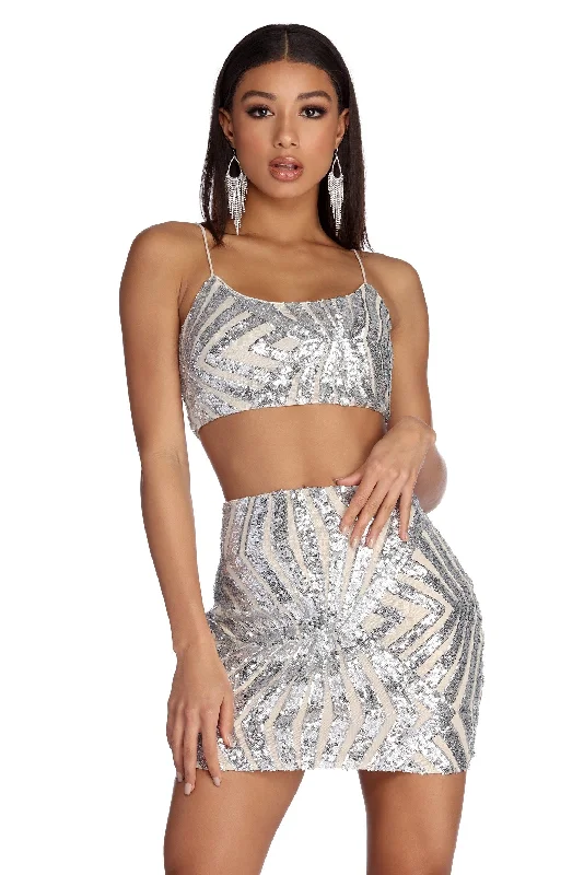 Glimmer And Shimmer Crop Top Ribbed Striped Patterned