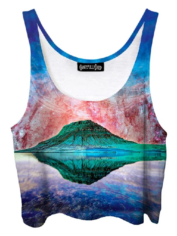 Alien Rockies Mountain Galaxy Crop Top Satin Blend Silk Blend Wool Blend
