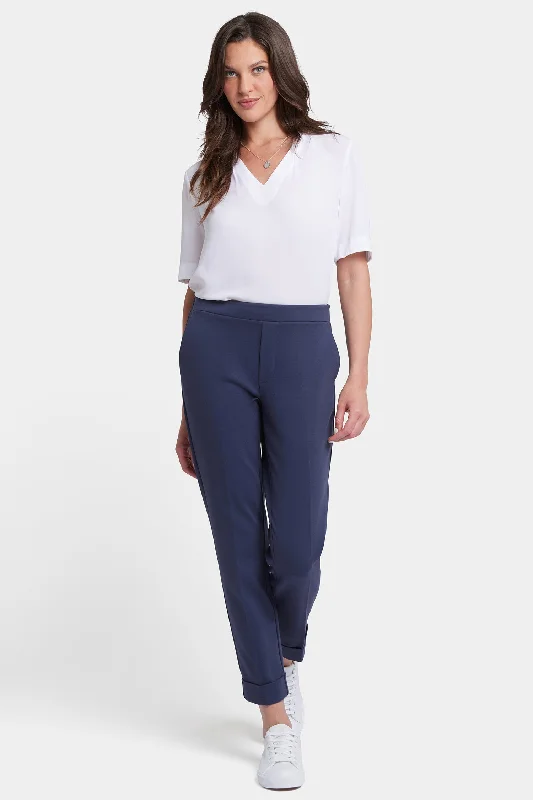 Cassidy Ankle Pull-On Trouser Pants - Oxford Navy Trousers Ceremony Elegant