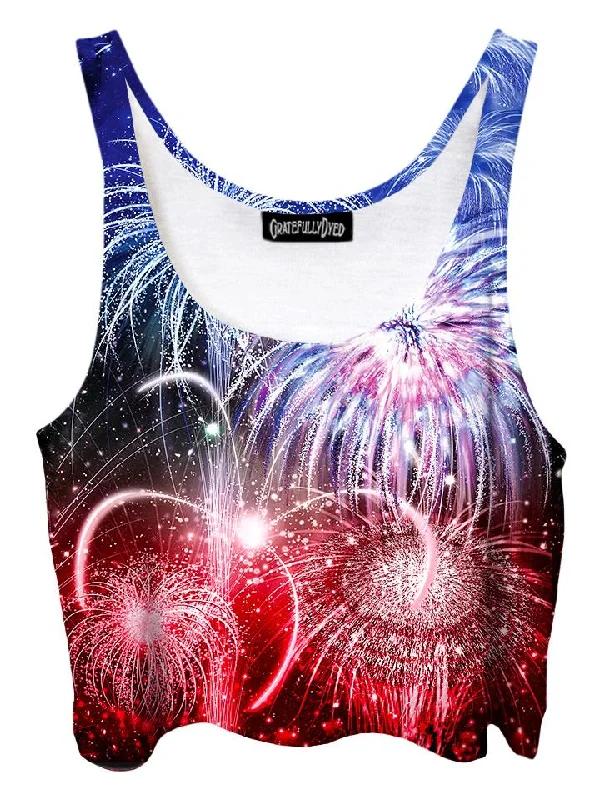 Fireworks 4th Of July Crop Top Striped Floral Plaid