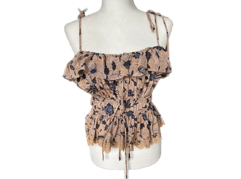 Ulla Johnson Sleeveless Silk Crop Top Front Pockets Side Pockets Patch Pockets