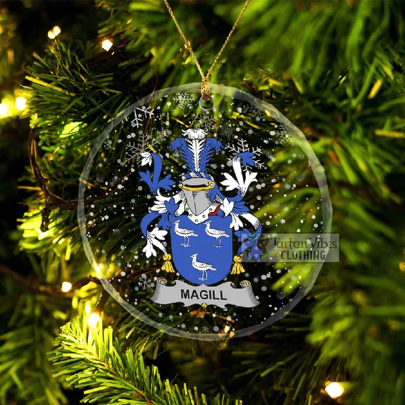 Magill Irish Clan Christmas Glass Ornament with Coat of Arms Blouse Shirt Tunic