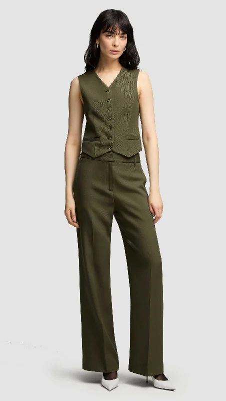 Soho Trouser in Viscose Wool Twill | Olive Trousers Fleece Cozy
