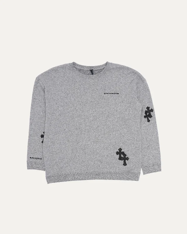 Cross Patch Crew Neck Sweatshirt Hoodie with Raglan Sleeves Sporty Comfortable