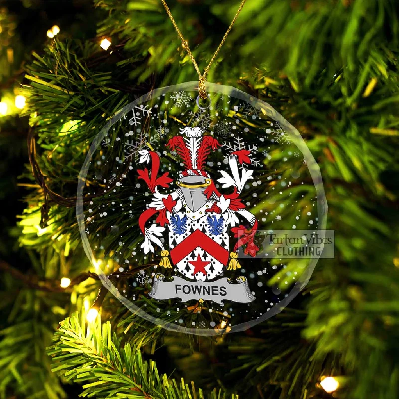 Fownes Irish Clan Christmas Glass Ornament with Coat of Arms Appliqued Beaded Sequined