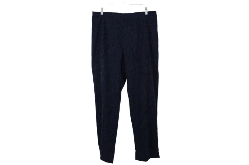 Blue Pinstripe Suede Finish Trousers | 14 Trousers Striped Patterned