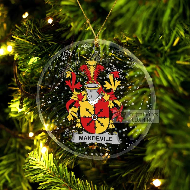 Mandevile Irish Clan Christmas Glass Ornament with Coat of Arms Buttoned Toggled Snapped Mandevile Irish Clan Christmas Glass Ornament with Coat of Arms Buttoned Toggled Snapped