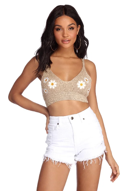 Sweet As A Daisy Crop Top Rayon Velvet Corduroy