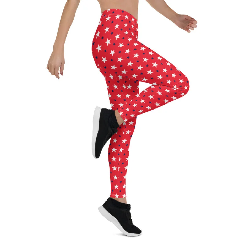 Americana Stars Red Leggings Fashionable Printed Leggings