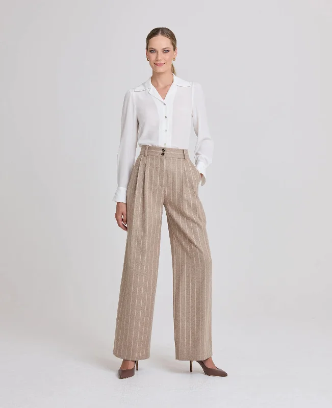 Eve High Waisted Wide Leg Pleated Trousers Trousers Review Highly