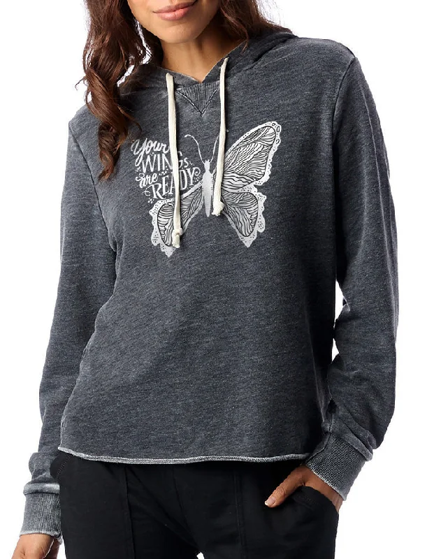 Women's Your Wings Are Ready French Terry Pullover Hoodie Plunging Neck Pullover