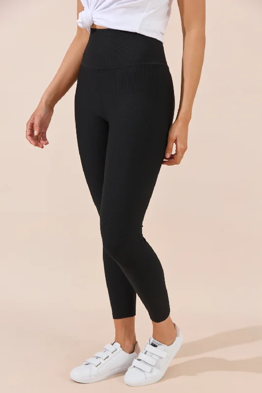 Beau Ribbed Legging - Black Chic Velvet Soft Leggings