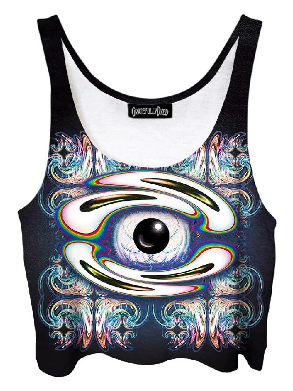 Filagree Freakout Eye Ball Mandala Crop Top Silk Blend Satin Velvet