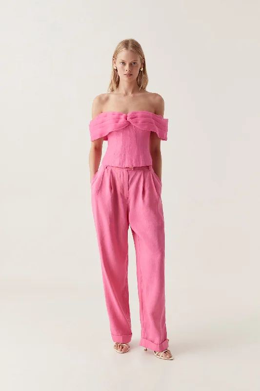 Cordelia Corseted Crop Top Collared Crew Neck Turtle Neck