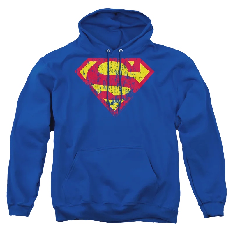 Superman Classic Logo Distressed - Pullover Hoodie Fine Merino Wool