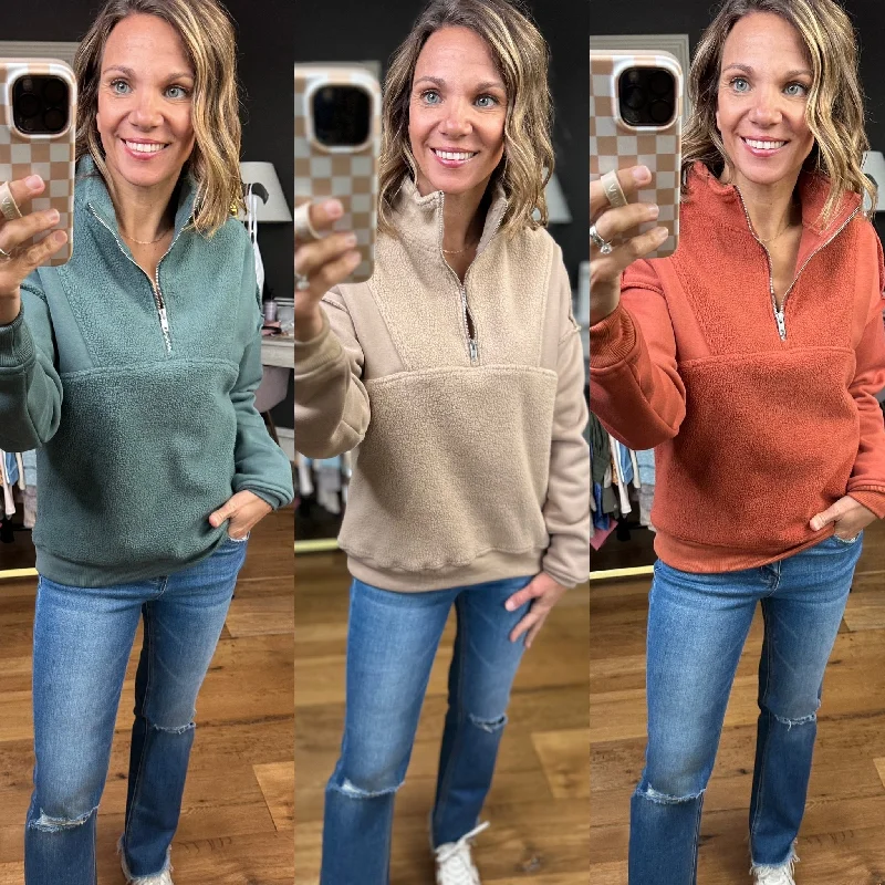 Walk In The Park Sherpa-Detail Pullover - Multiple Options Peter Pan Collar