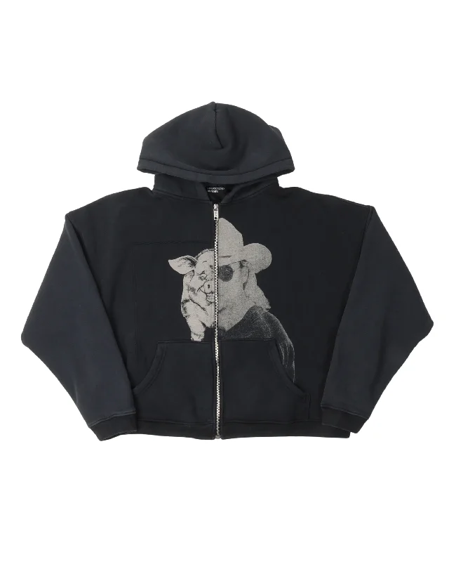 Pig Alan Jackson Assemblage Zip Up Hoodie Hoodie with V-Neck Classic Versatile