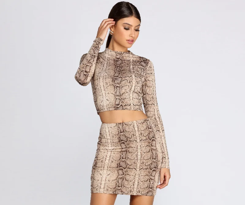Snake It Up Crop Top Machine Wash Dry Clean Hand Wash