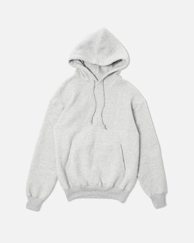 Loopwheel Sweatshirt Hoodie / Gray Hoodie with Crew Neck Simple Timeless