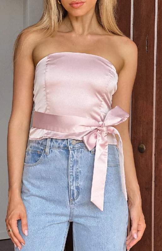 Satin Diva Pink Crop Top Zippered Buttoned Snapped