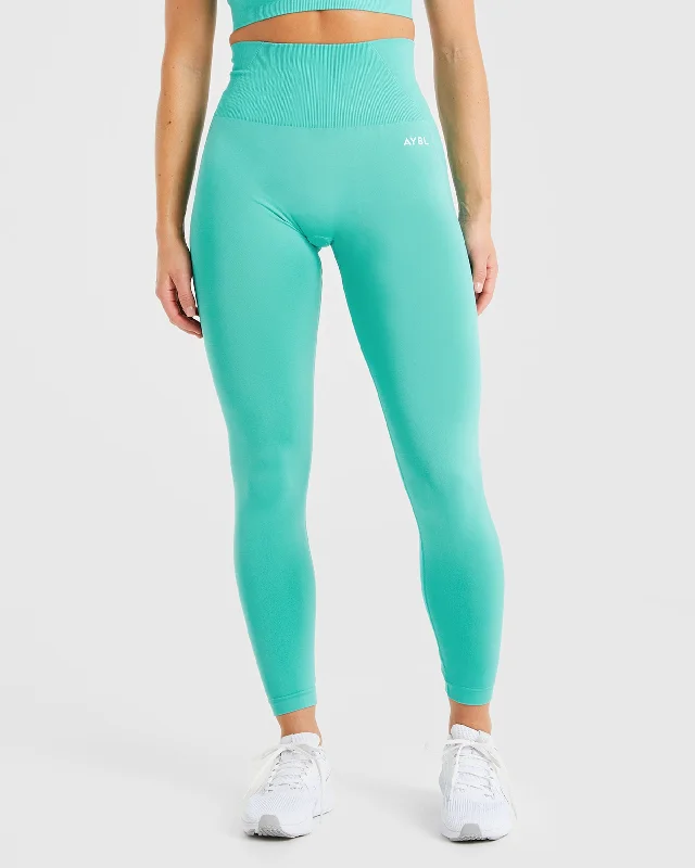 Empower Seamless Leggings - Jade Green Stylish Side-Stripe Leggings