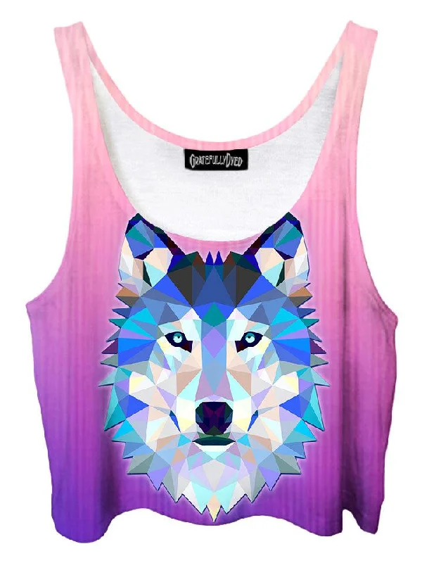 Wolf Within Geometric Animal Crop Top Summer Crop Top Casual Short Sleeve