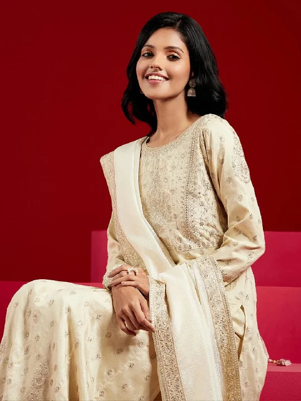 Libas Art Beige Embroidered Silk A-Line Kurta With Trousers & Dupatta Skinny Trousers Denim Stretchy Libas Art Beige Embroidered Silk A-Line Kurta With Trousers & Dupatta Skinny Trousers Denim Stretchy