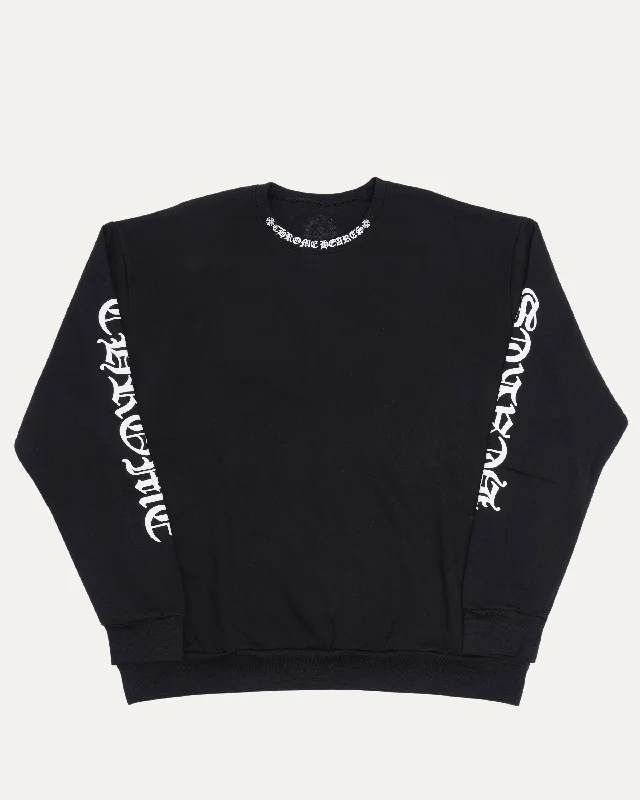 Neck Logo Crewneck Sweatshirt Hoodie with Exposed Zipper Edgy Industrial