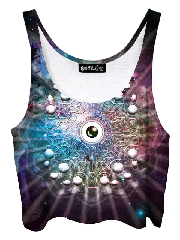 Eye Of The Universe Eyeball Mandala Crop Top Chenille Blend Fleece Blend Nylon Blend