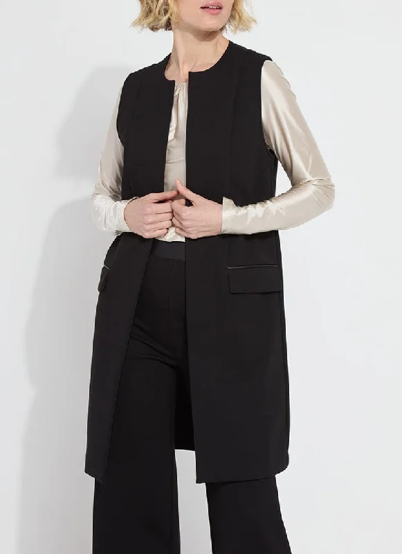 Denver Ponte Sleeveless Coat | Black Raincoat Turtleneck Coat Wrap Coat