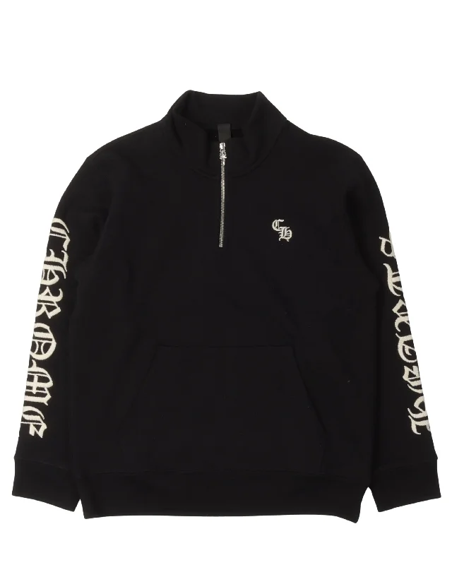 Embroidered Quarter-Zip Sweatshirt Hoodie with Reflective Safety Nightwear