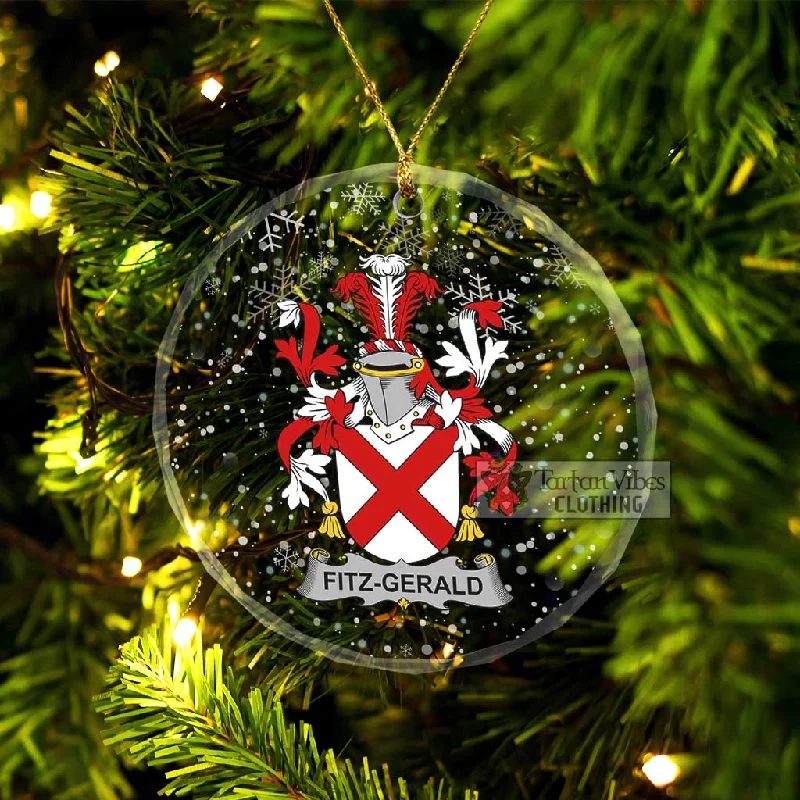 Fitz-Gerald Irish Clan Christmas Glass Ornament with Coat of Arms Jersey Tulle Batik