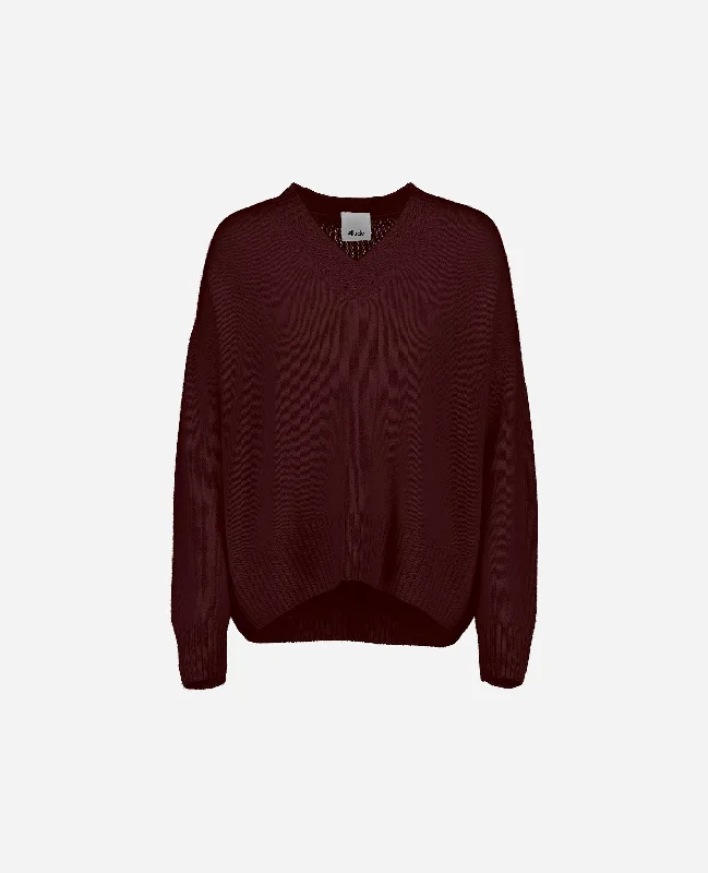 V-Pullover aus Cashmere in Rot Angora Wool Cozy