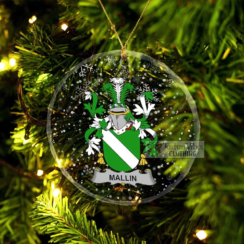 Mallin Irish Clan Christmas Glass Ornament with Coat of Arms Boat Shawl Notched