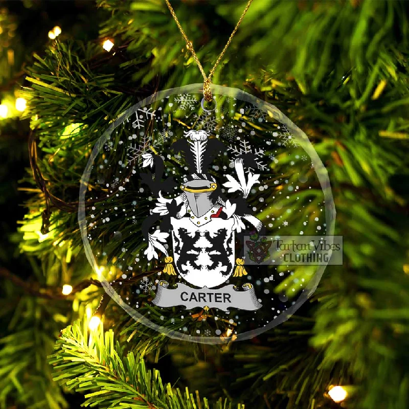 Carter Irish Clan Christmas Glass Ornament with Coat of Arms Sleeveless Short Sleeve Long Sleeve