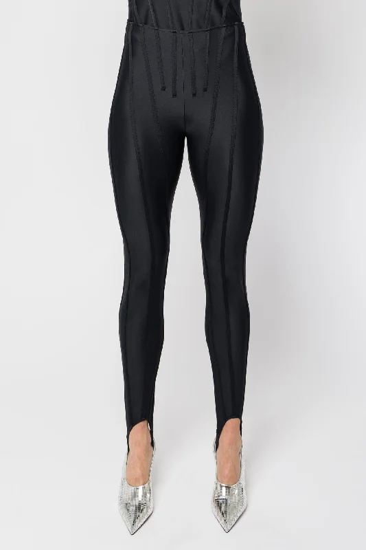 Mugler Eco Sport Lycra Leggings in Black SS25 Stylish Compression Fit Leggings