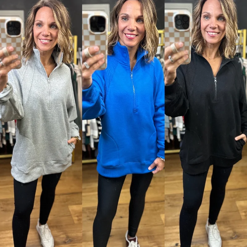 Key To My Heart Zip Pullover - Multiple Options Cowl Neck Pullover
