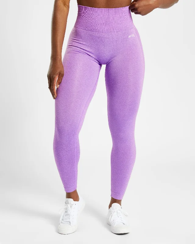 Empower Seamless Leggings - Purple Marl Trendy Colorblock Print Leggings