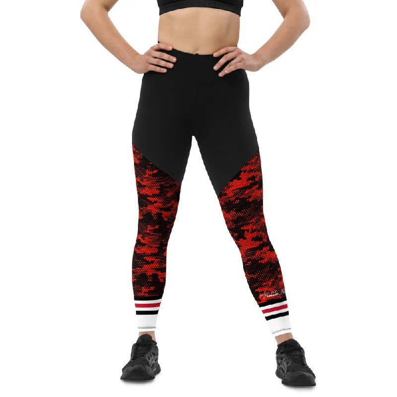 'Lady Savage' Leggings Red Camo x Red Trendy Ombre Effect Leggings