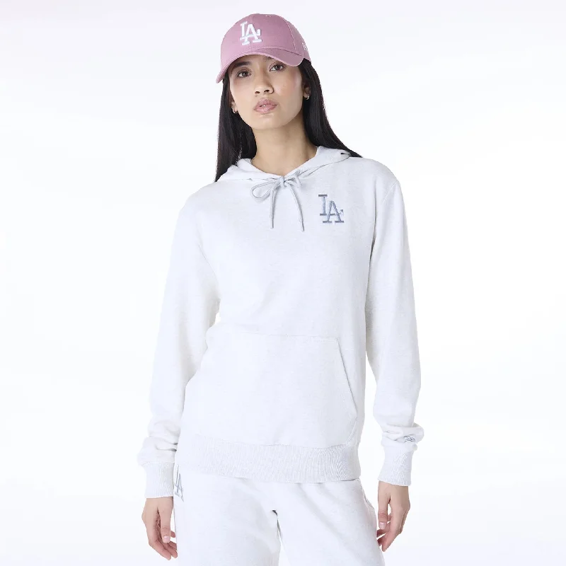 LA Dodgers Womens MLB League Essential Grey Pullover Hoodie Deep Neck Pullover