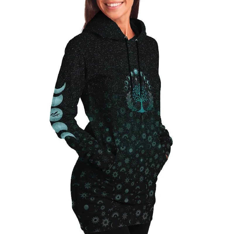 Sacred Tree of Life Hoodie Dress Hoodie with Full-Zip Functional Layering