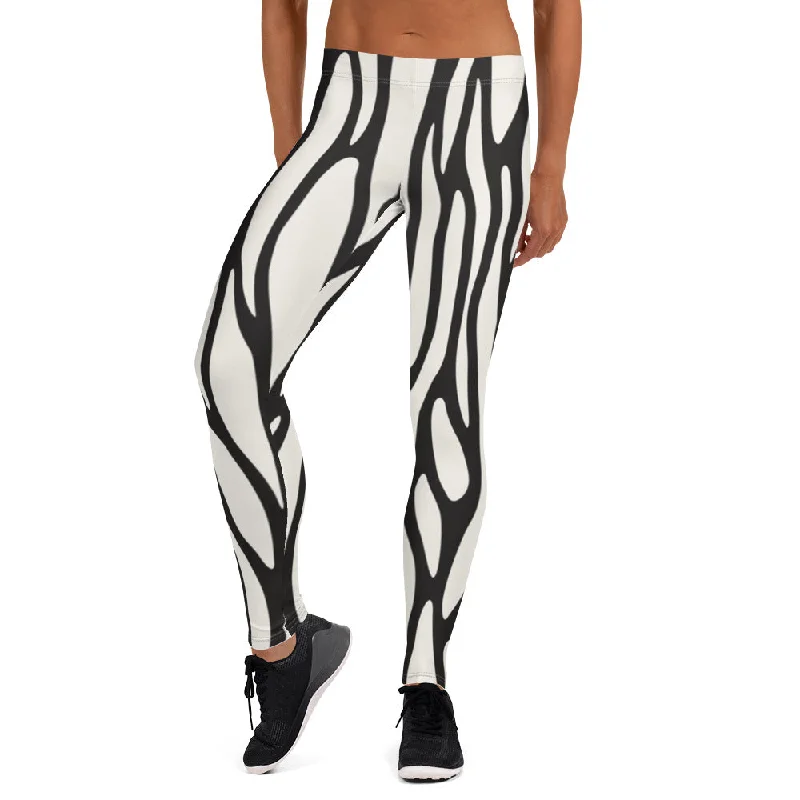 Mernbrook Cream and Black Leggings Fashionable Seamless Leggings