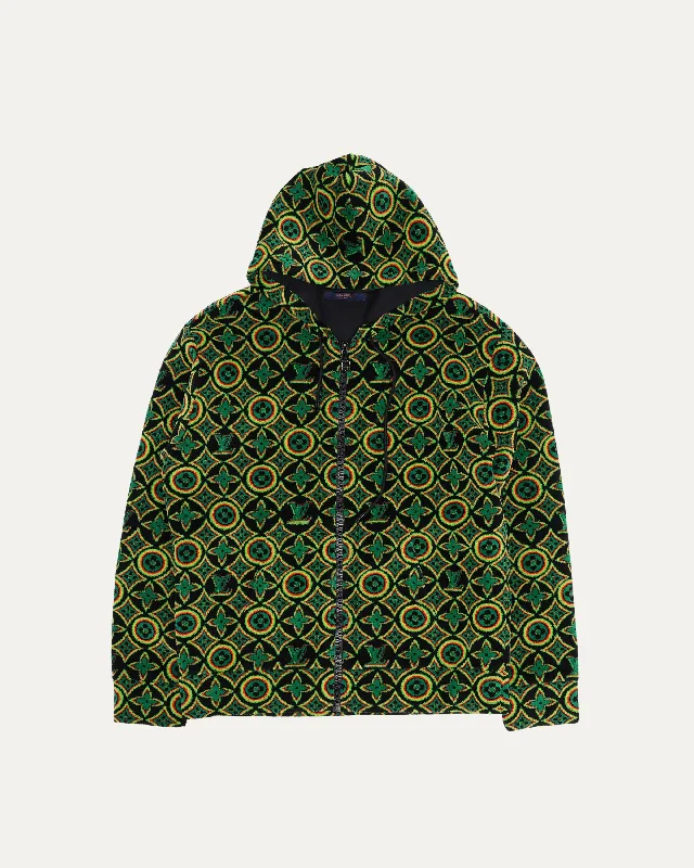 Monogram Zip Hoodie Hoodie with Fur Luxurious Winter