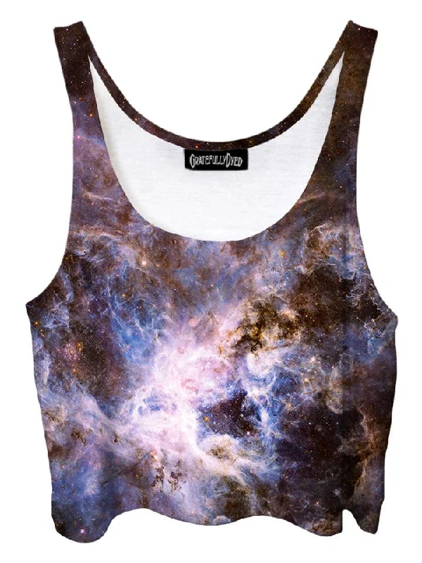 Interstellar Connection Pastel Galaxy Crop Top Faux Fur Fabric Real Fur Fabric Shearling Fabric