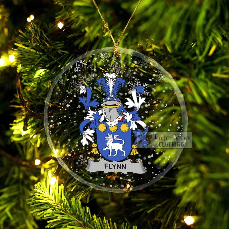 Flynn Irish Clan Christmas Glass Ornament with Coat of Arms Turtleneck Jacket Crew Neck Jacket V-Neck Jacket