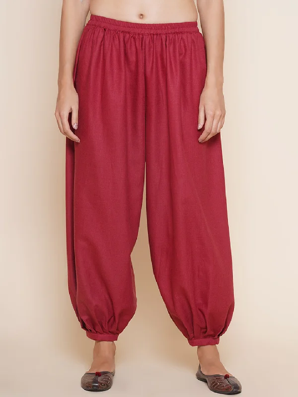 Maroon Pleated Trousers Trousers Satin Smooth