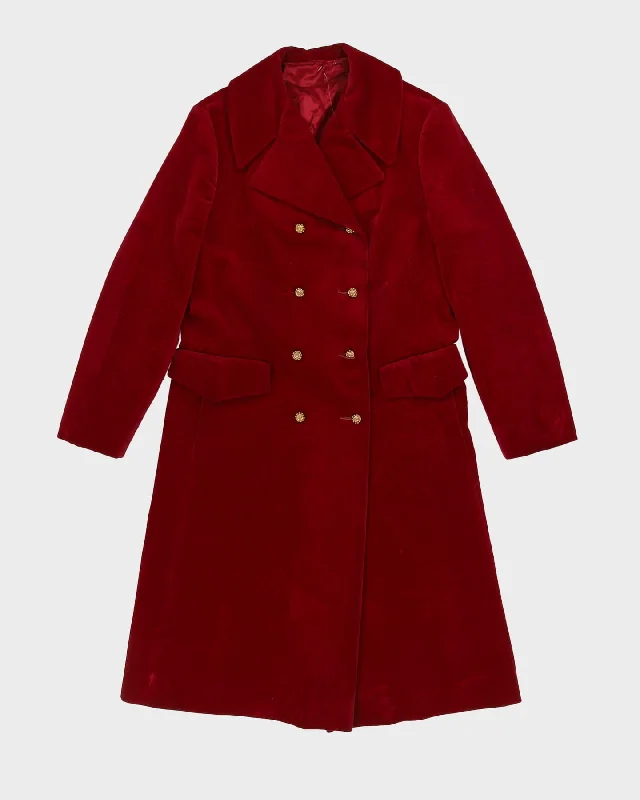 Vintage 1970s Maroon Velvet Coat - S Bodycon Sheath Shift